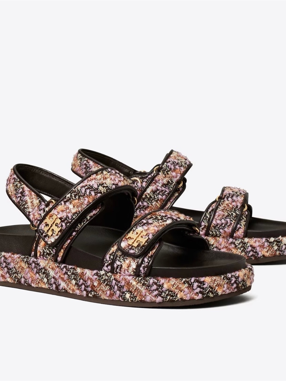 Tory Burch Tweed Platform Sandal in Pink Multi